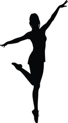 Graceful Woman Silhouette in Ballet-Inspired Dance Pose, Elegant Vector Illustration for Artistic and Creative Concepts