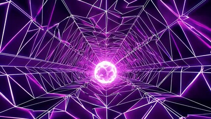 Glide through neon lit lattice violet pink wireframe architecture toward radiant central sphere seamless video K tunnel loop design video whispers advanced AI blockchain quantum innovation making it - Powered by Adobe