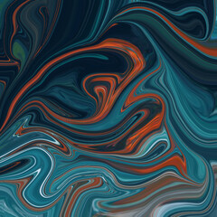 Cool-toned abstract art with smooth textures, deep black accents, and swirling background shades of blue and white. Mysterious and elegant.