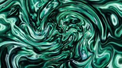 Immerse your audience endlessly looping K master shot swirling emerald tinted marble veining where liquified mineral layers drift like ocean currents delivering richly saturated abstract backdrop