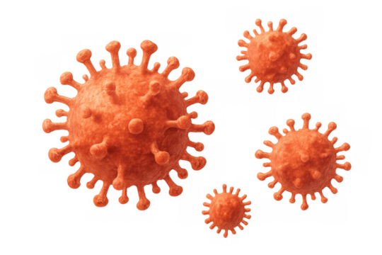 Detailed 3d rendering of coronavirus cells floating transparently, revealing complex viral morphology and structural intricacies