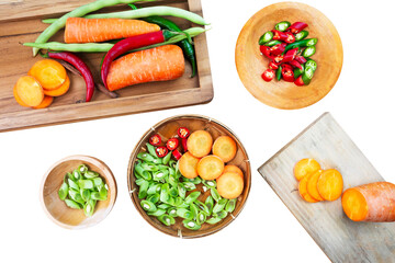 set of fresh vegetables. shot with high angle view