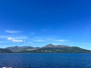 mountain lake and blue sky