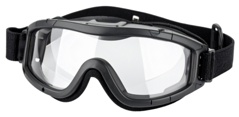a ski diving goggles in black frame color isolated on white background
