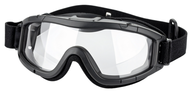 a ski diving goggles in black frame color isolated on white background - Powered by Adobe