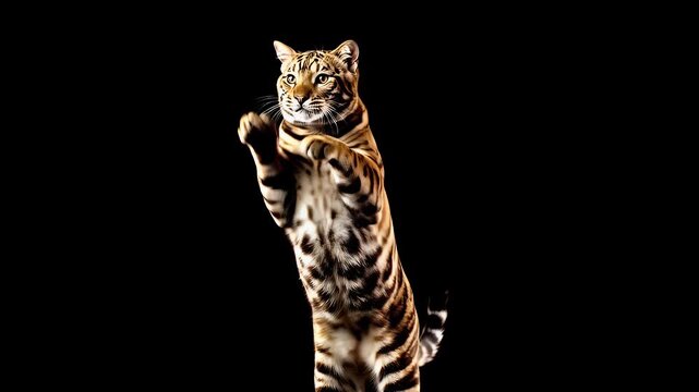 Dynamic Tiger Leaping A Wildlife Close-Up in Motion Capture the Essence of Feline Agility in a Detailed Shot