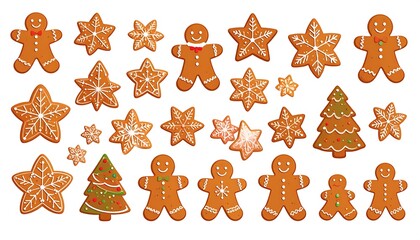 Festive gingerbread cookies and stars