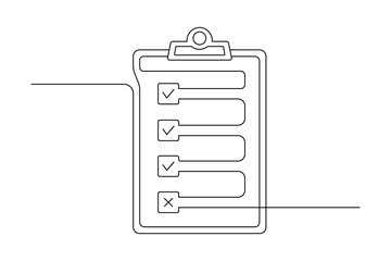Continuous Line Checklist Clipboard Vector   Minimal Single Line Art for Task Management.