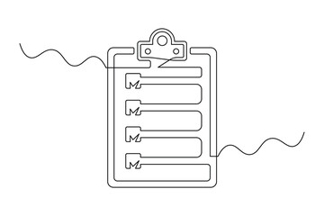 Continuous Line Checklist Clipboard Vector   Minimal Single Line Art for Task Management.