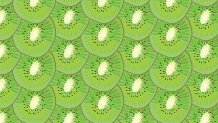 Fresh Kiwi Slices Seamless Pattern Background