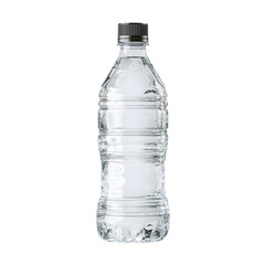 Fototapeta premium Clear plastic bottle filled with pure water and a dark cap isolated on transparent background