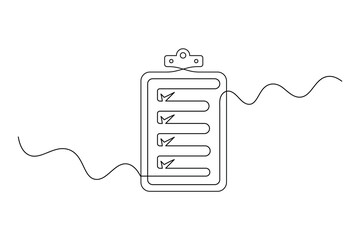Continuous Line Checklist Clipboard Vector   Minimal Single Line Art for Task Management.
