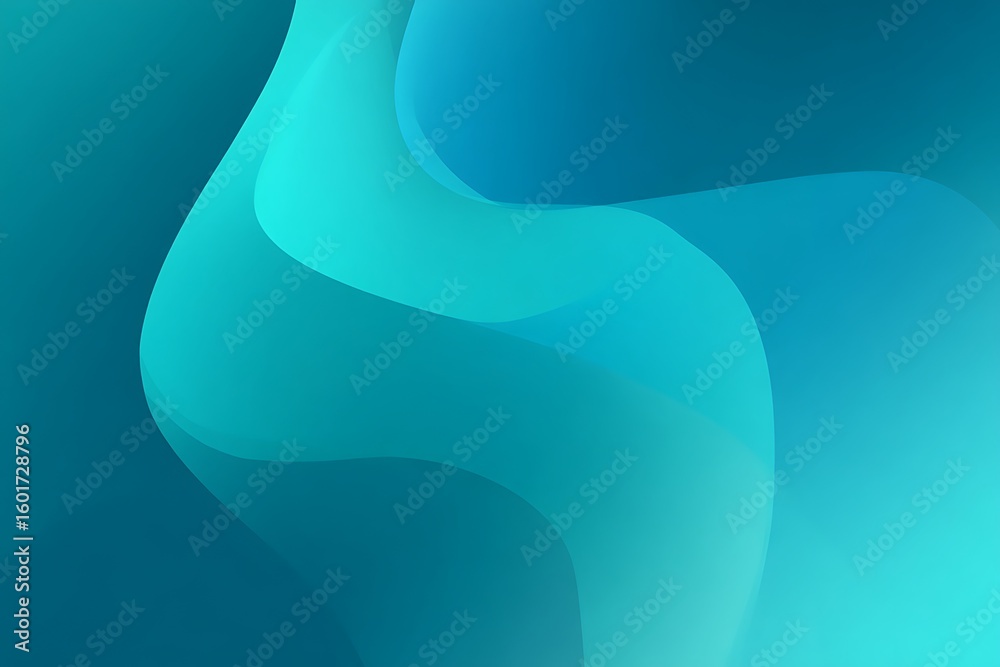 Poster smooth flowing fluid dynamic abstract background with vibrant teal and turquoise gradient colors cre