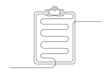 Continuous Line Checklist Clipboard Vector   Minimal Single Line Art for Task Management.