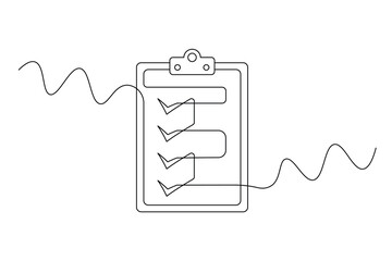 Continuous Line Checklist Clipboard Vector   Minimal Single Line Art for Task Management.