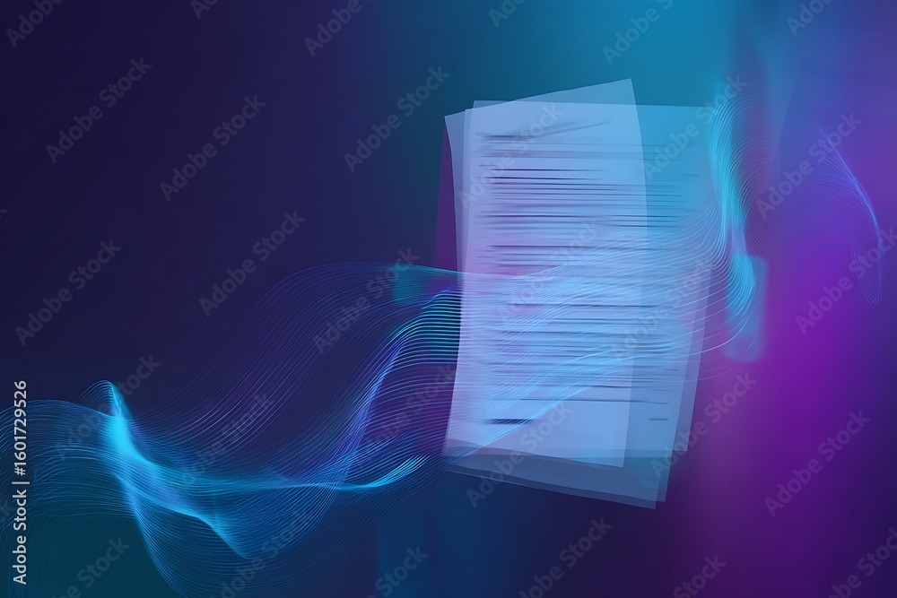 Fototapete Abstract digital data flowing through futuristic technology representing concepts of information and innovation with vibrant lighting and particles