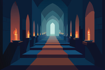 Fototapeta premium ghostly glow from a single candle vector illustration