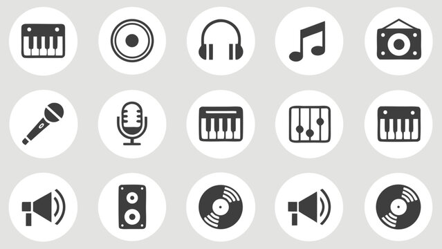 Collection of music and audio related icons