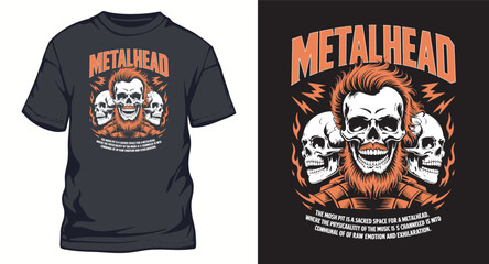 METALHEAD skull head graffiti style typography t-shirt design