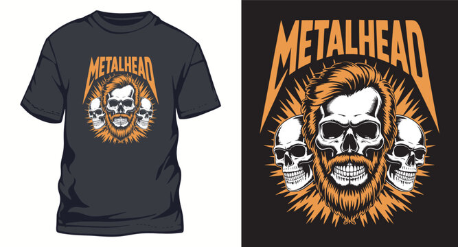 METALHEAD skull head graffiti style typography t-shirt design