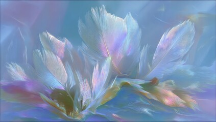 Delicate pastel feathers in soft focus