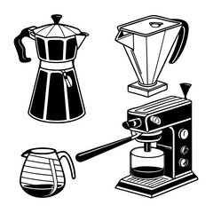 Coffee brewing devices illustration espresso machine moka pot