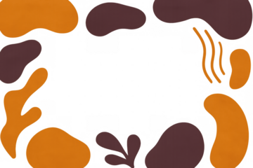 Abstract frame featuring organic orange and brown shapes on transparent backdrop, enhancing graphic design for professional digital presentations