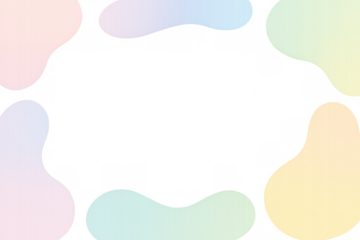 Pastel color blobs framing transparent center, providing minimalist graphic design backdrop with generous negative space