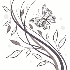 Elegant Butterfly and Floral Swirls nature decorative