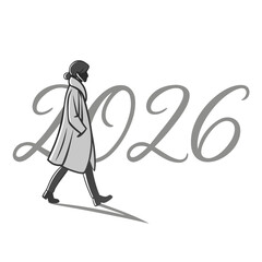 Elegant figure walking towards new year celebration elegance