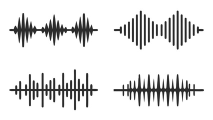 Collection of abstract music audio waveforms and sound visualizations