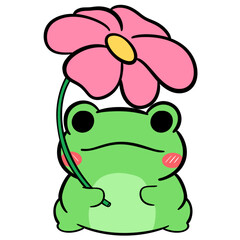 frog with flower 