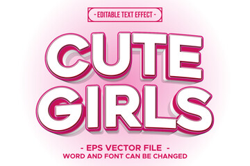 Editable Cute Girls Text Effect – Feminine Vector Font in Pink 3D Style