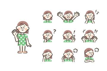 Naklejka premium Vector illustrations of children's facial expressions