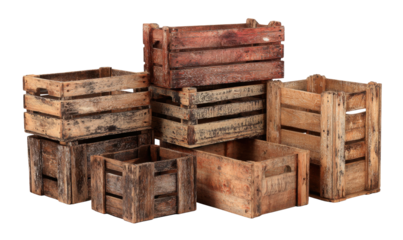 Stacked wooden crates