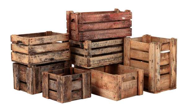 Stacked wooden crates
