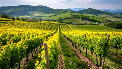 Panoramic vineyard landscape