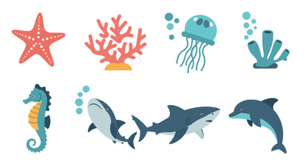 Cute Cartoon Sea Creatures Collection