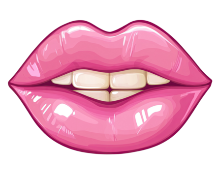 A glossy pink lips graphic - Powered by Adobe
