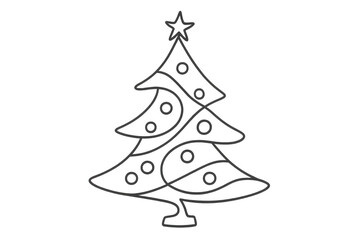 Stylized christmas tree with decorations and star on top, perfect for holiday projects, with transparent background