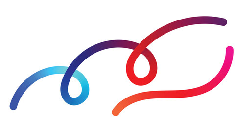 Vibrant Abstract Rainbow Curves on White Background. Dynamic image of interwoven, gradient-filled curves in vibrant red, purple, blue, and turquoise colors against a clean white background.