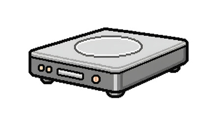 Obraz premium A cartoon illustration of a modern foldable smartphone device, partially open in a tent-like position on a white background.