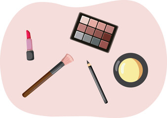 Makeup Cosmetic Product on a Pink Background Vector Set. Sale offer at cosmetic products vector illustration design 

