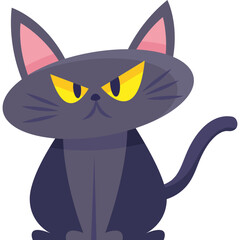 Flat Halloween Black Cat Icon