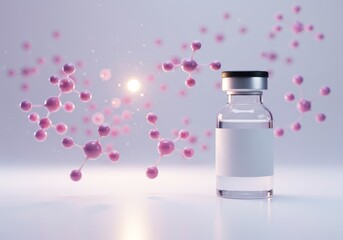 vaccine or medicine vial with blank label for mockup purposes. scientific innovation, pharmaceutical research, breakthroughs in medicine, biotechnology, and healthcare concept