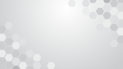 White hexagon pattern. Geometric abstract background with hexagonal texture. Molecule structure abstract tech background