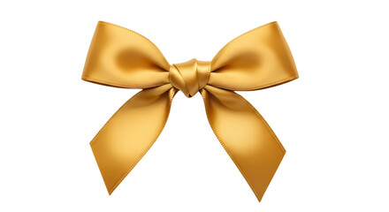 Naklejka premium Elegant Gold Ribbon Bow for Celebrations and Decorations Isolated on White or Transparent Png
