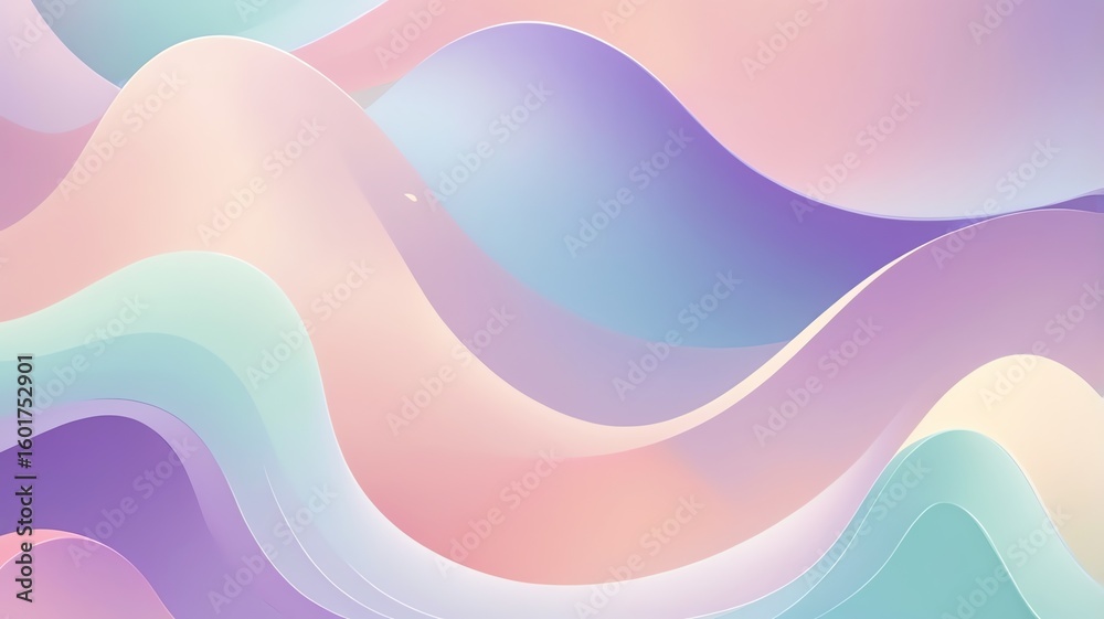 Poster pastel color waves gradient abstract background with smooth flowing lines