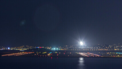 Aerial view of the airport of Nice in South France timelapse