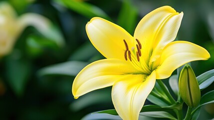 Obraz premium Closeup yellow lily blossom